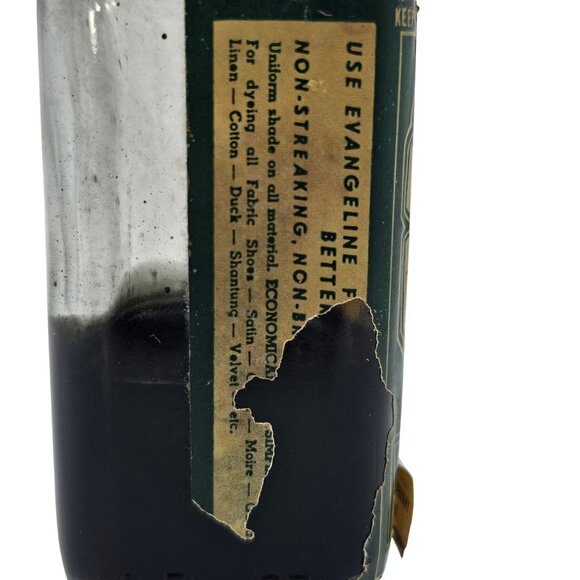 Vintage Evangeline Fabric Slipper Dye Glass Bottle Pitch Black Decorative - Picture 8 of 16